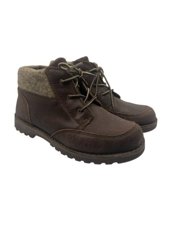 UGG Other - UGG Orin Kids Size 3 Ankle Boots Wool Brown Leather Wool Cuff Lace Up 1008001K